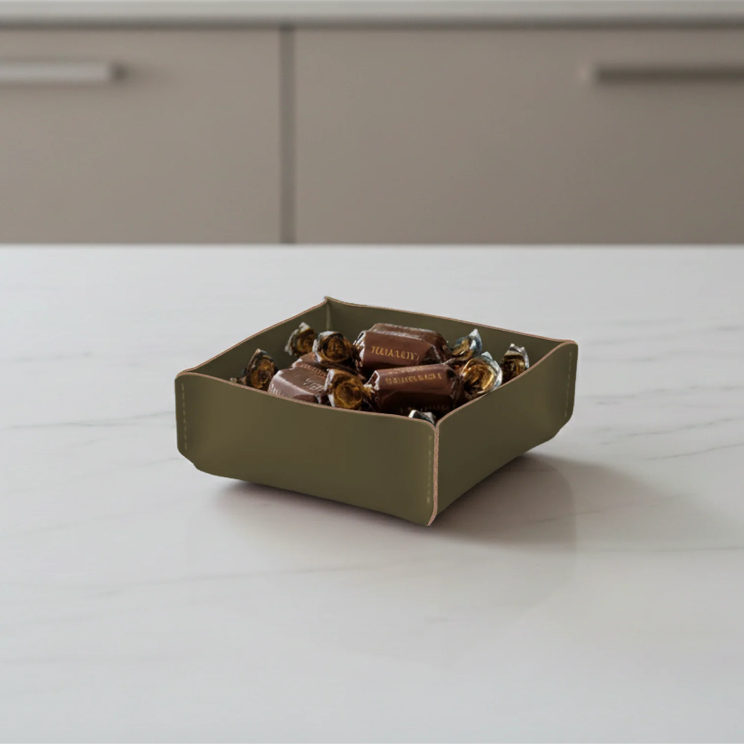 Petit Panier de Rangement recyclé 15 x 15 cm - Olive
