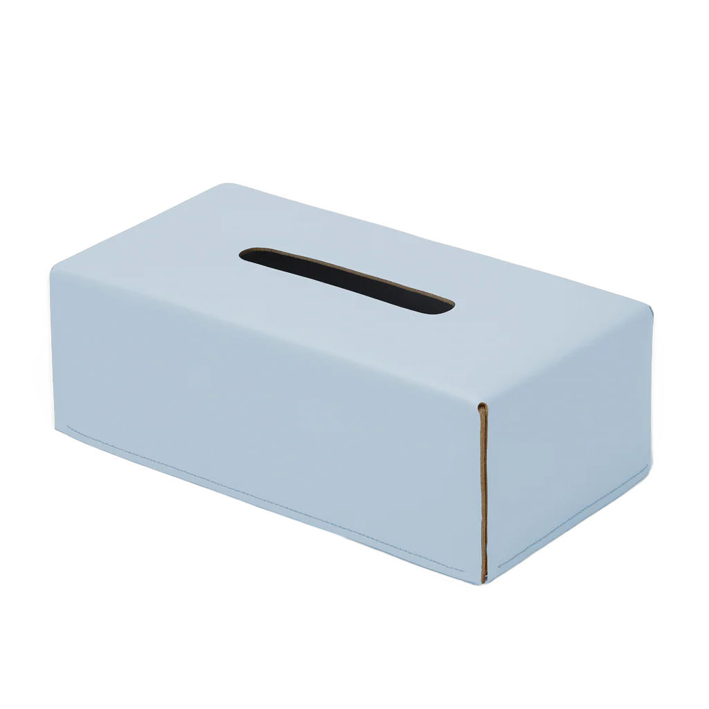 Boîte à mouchoirs rectangulaire en cuir - Bleu Ciel