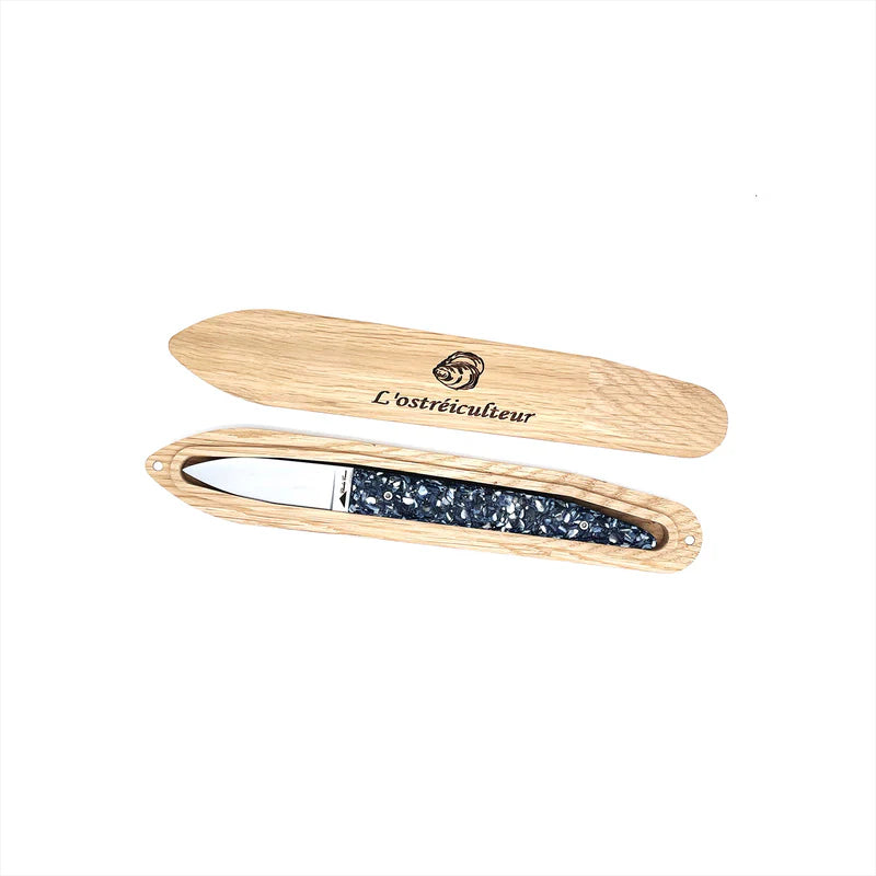 Couteau à huître avec manche en coquilles de moules recyclées