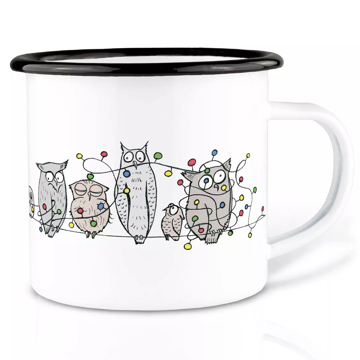 Mug émaillé - Guirlande Hiboux - 300ml