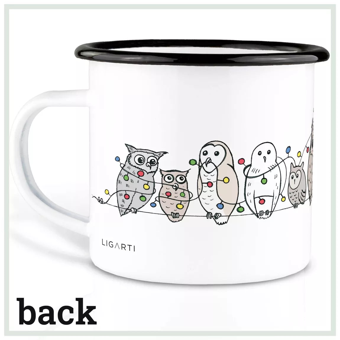 Mug émaillé - Guirlande Hiboux - 300ml