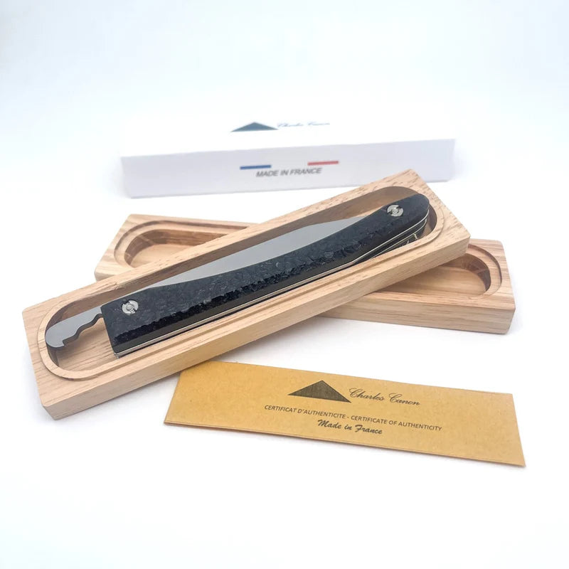 Couteau piémontais manche charbon brut