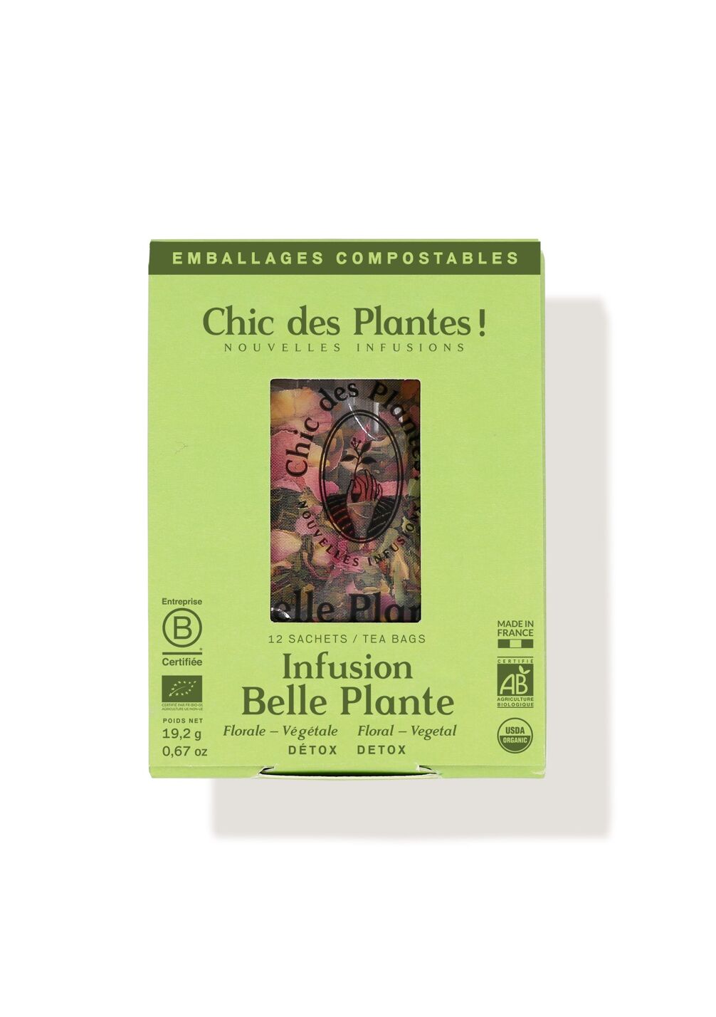 Infusion bio détox rose ortie - Belle Plante - boîte de 12 sachets