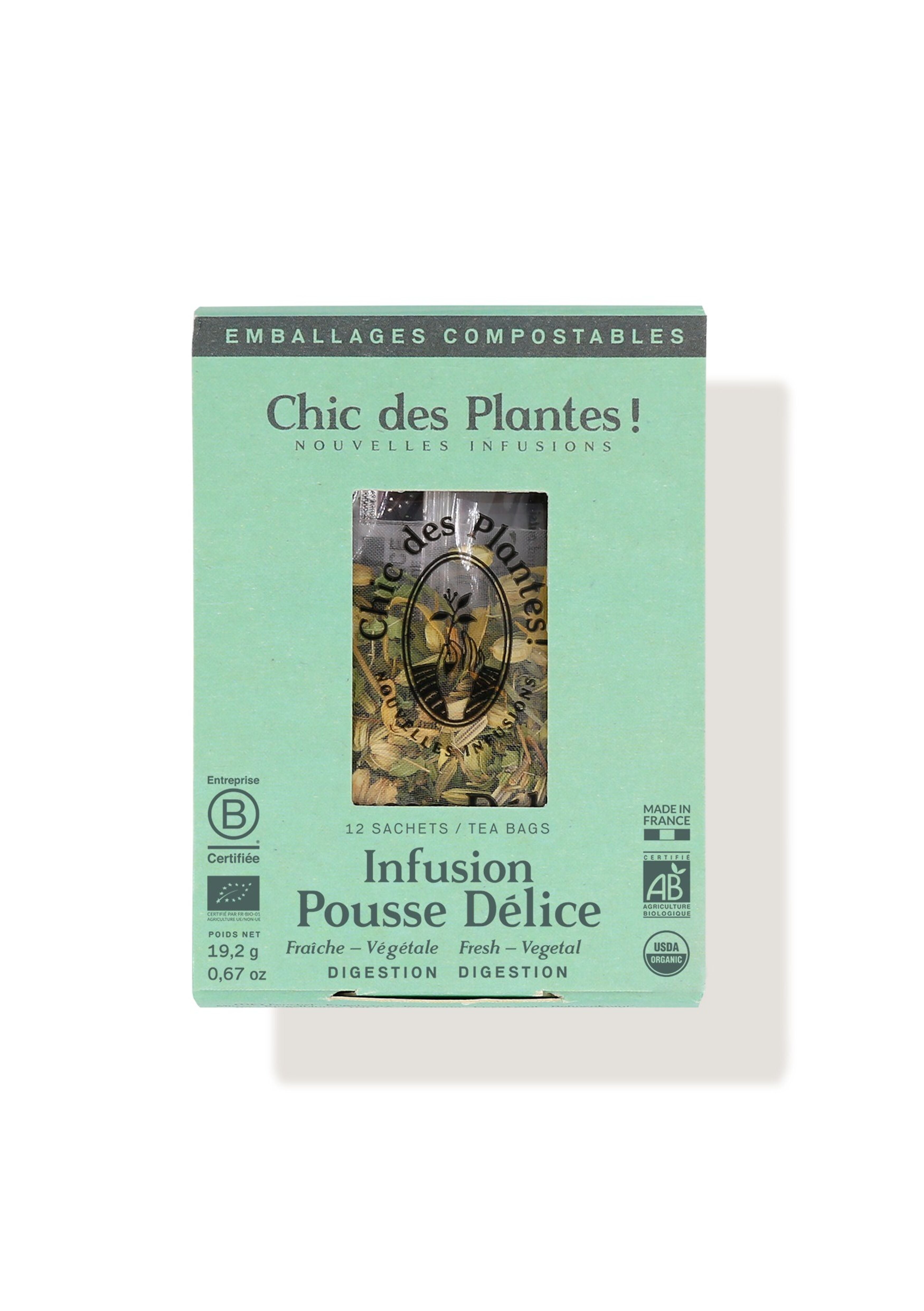 INFUSION BIO POUSSE DÉLICE (BOÎTE 12 SACHETS) - DIGESTION - FENOUIL, VERVEINE