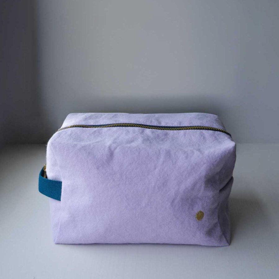 Trousse de toilette cube en coton - Iona Lilas