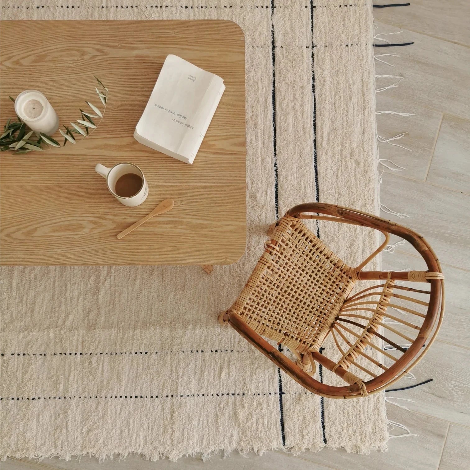 tapis en coton ecru beige
