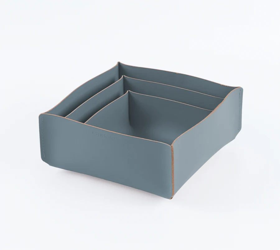 Panier de Rangement recycl 21 x 21 cm - Bleu Tempête