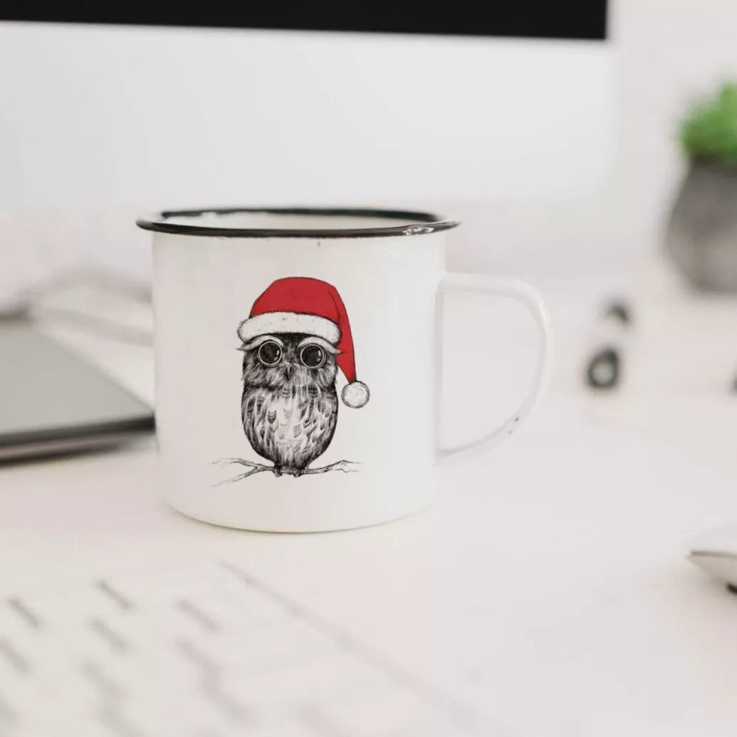 Mug émaillé - Hibou de Noël - 300ml