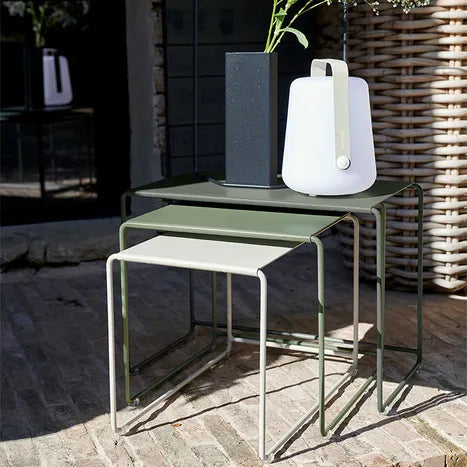 Lot de 3 tables gigognes Oulala - Romarin, Cactus et Gris argile