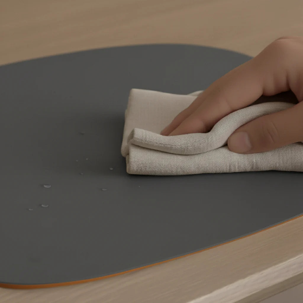 Set de table ovale en cuir recyclé - graphite