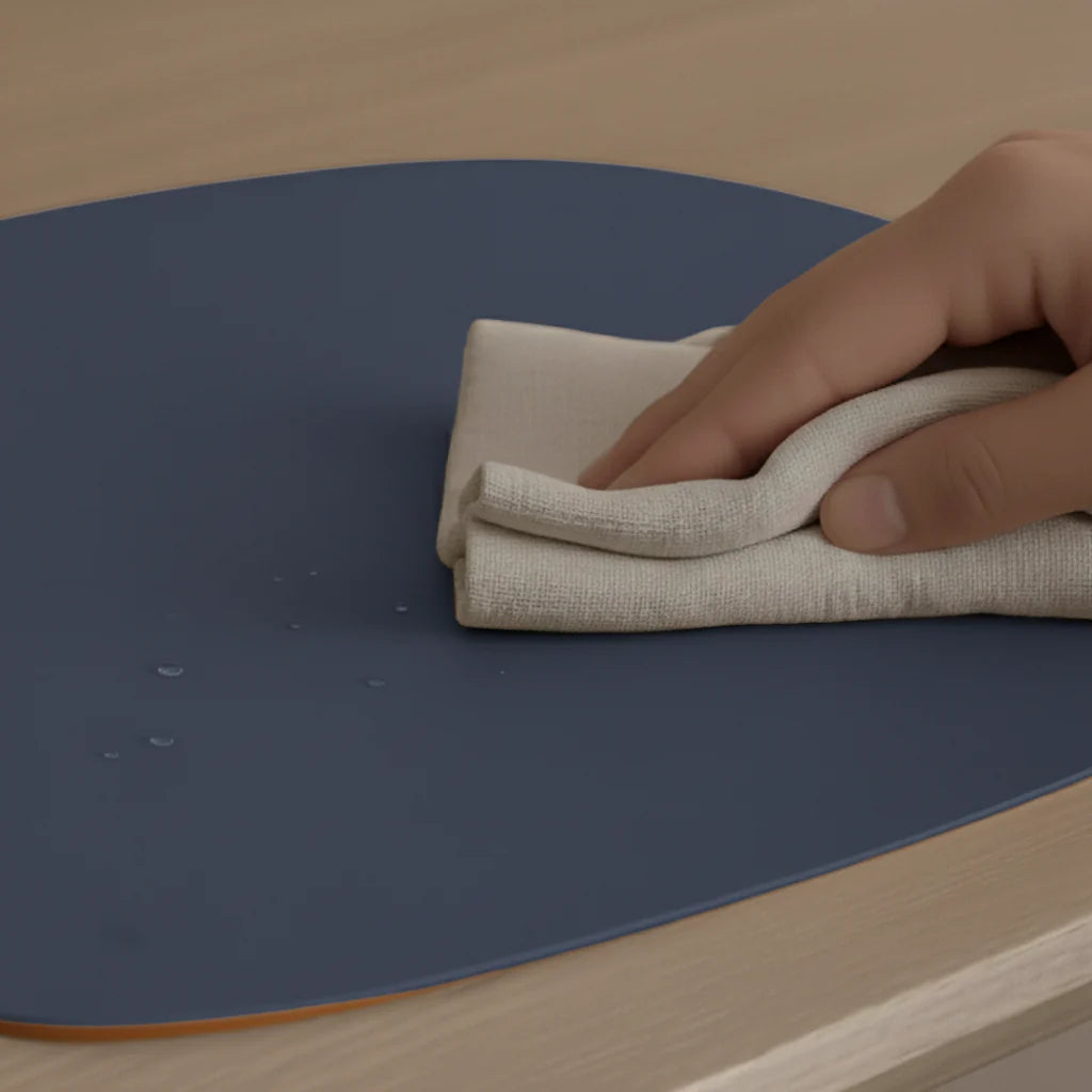 Set de table ovale en cuir recyclé - Bleu Tempête