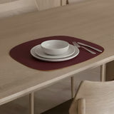 Set de table ovale en cuir recyclé - Rouge Merlot
