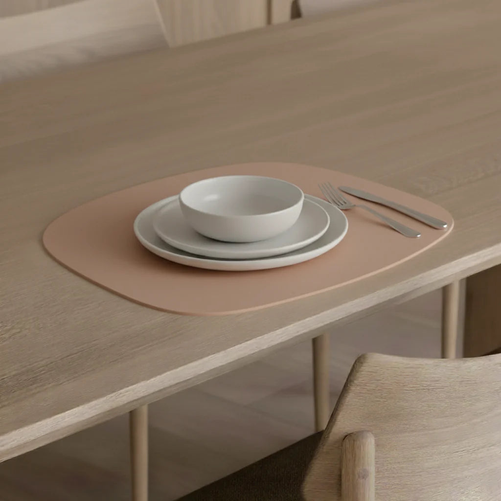 Set de table ovale en cuir recyclé - Amande