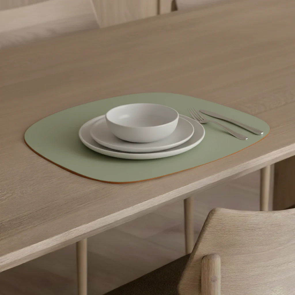 Set de table ovale en cuir recyclé - Vert Nil