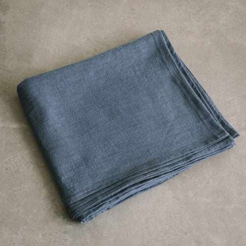 Nappe en lin lavé bleu salé - 140x300 cm