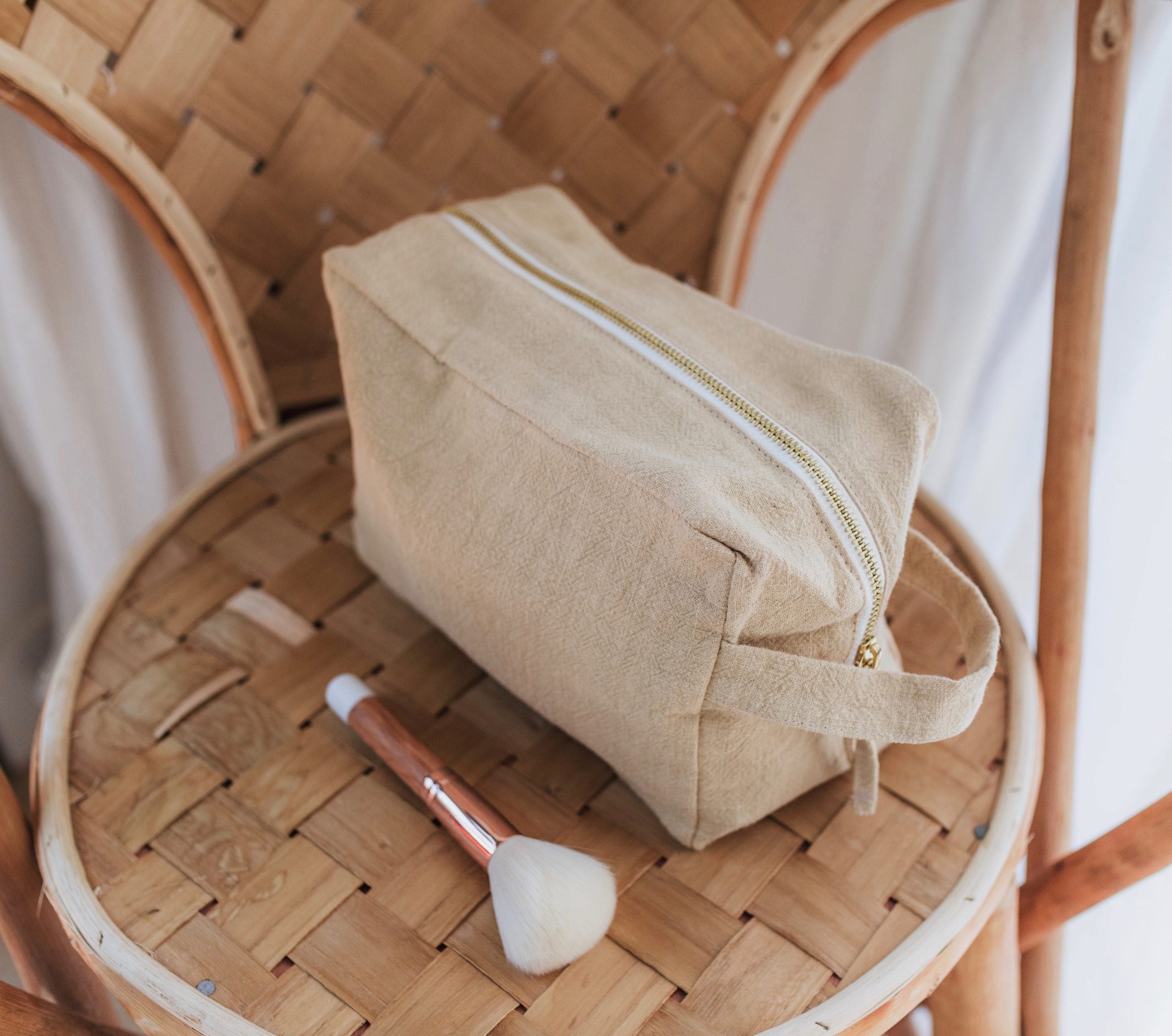 Trousse de toilette en lin - Sable