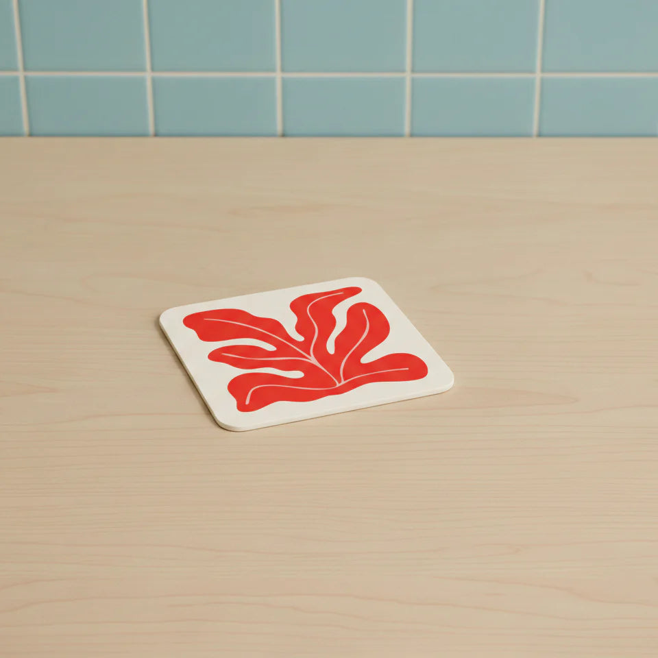 Dessous de verre x 1 - Algues - Rouge