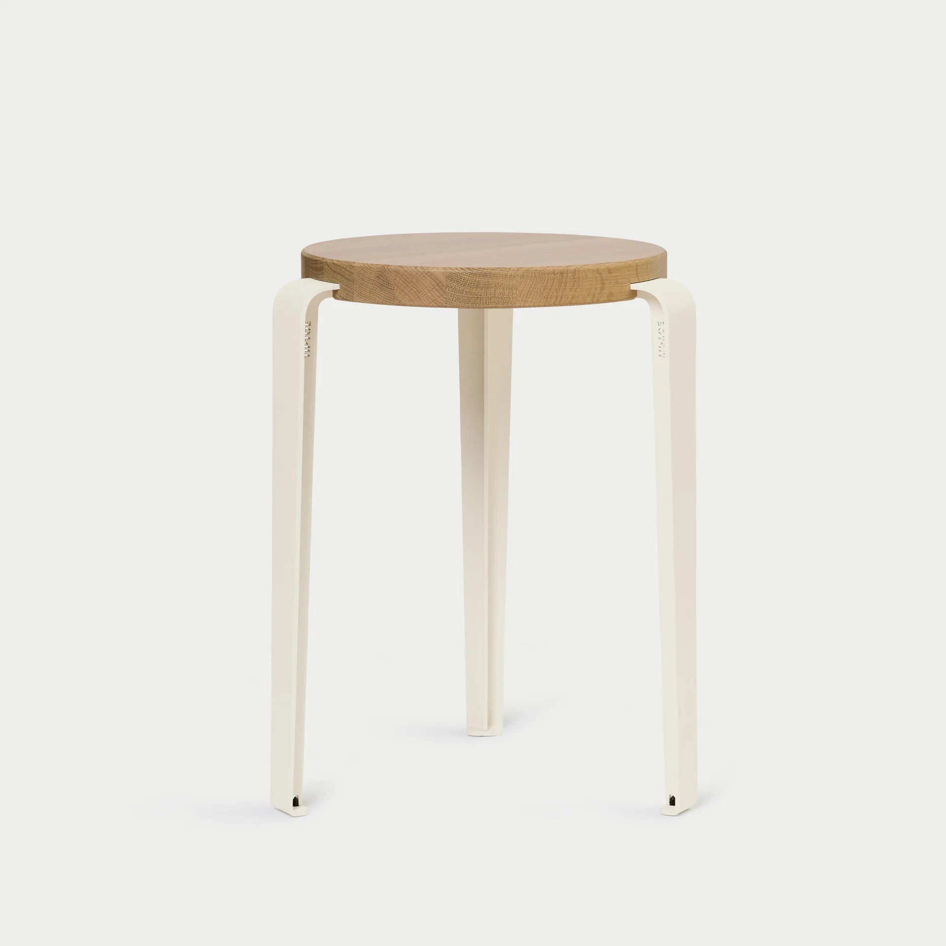 Tabouret LOU assise en chêne - Blanc Crème