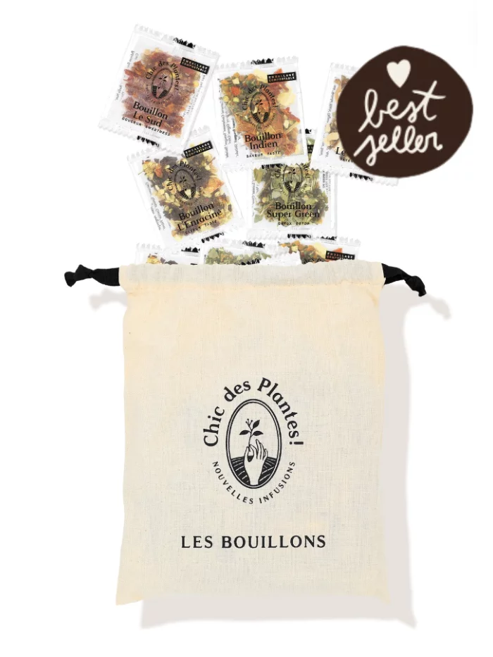 POCHON DÉCOUVERTE BOUILLONS BIO (4 RÉFÉRENCES x 5 SACHETS + MENU)