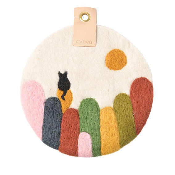 Dessous de plat en laine  Cat on Kullaberg marron 21 cm