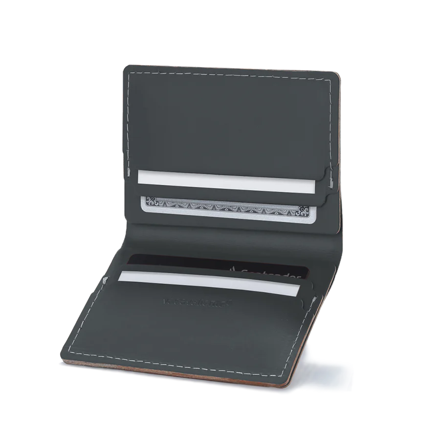 Porte-cartes double en cuir recyclé - Graphite