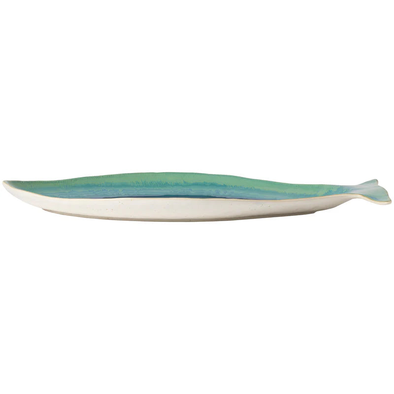 Plat poisson ovale bleu atlantique- 43 cm