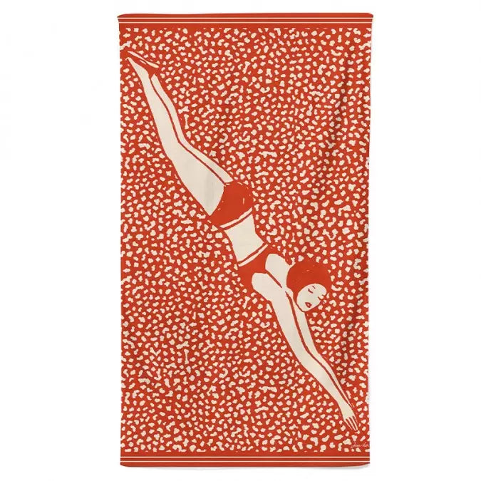 Drap de plage 180 x 100cm - Baigneuse Rouge Cuit