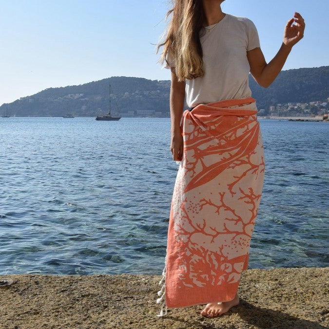 Fouta Anemone - Corail - 90x160