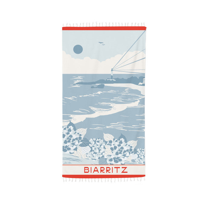 Fouta Grande Plage - Bleu Paon - 90x160 cm