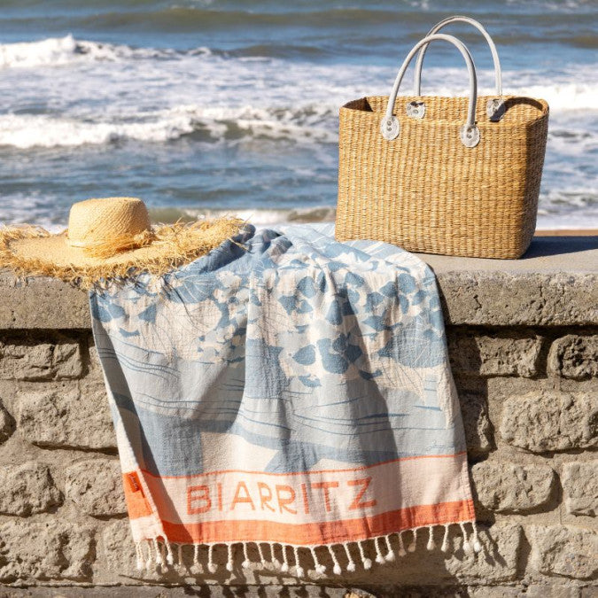 Fouta Grande Plage - Bleu Paon - 90x160 cm