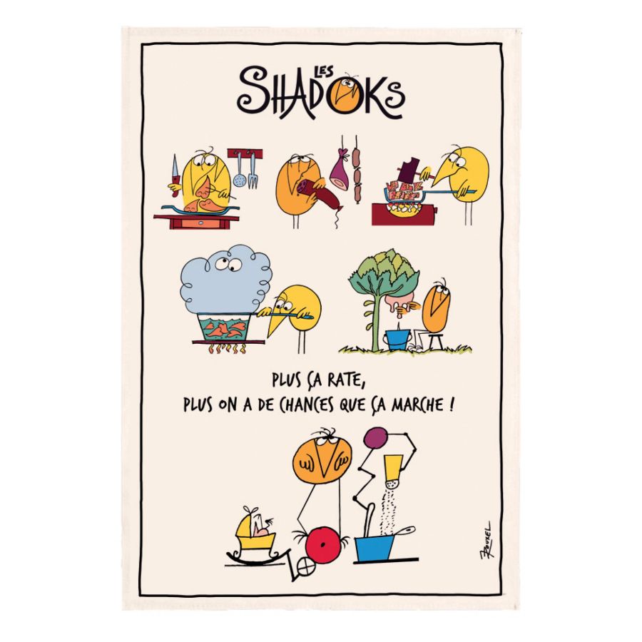 Torchon Shadoks En cuisine Ecru 48 x 72 cm