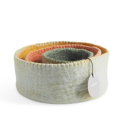 Trio de paniers - vert et corail