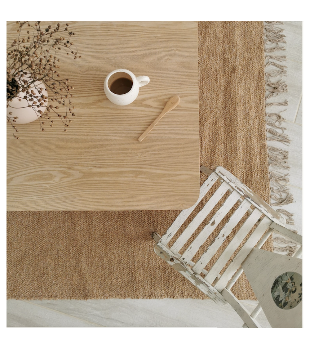 Tapis camel en coton recyclé 140 x 200 cm