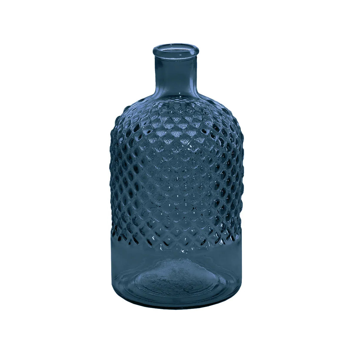 Vase bouteille en verre recyclé Bleu Nuit - 22 ou 28 cm