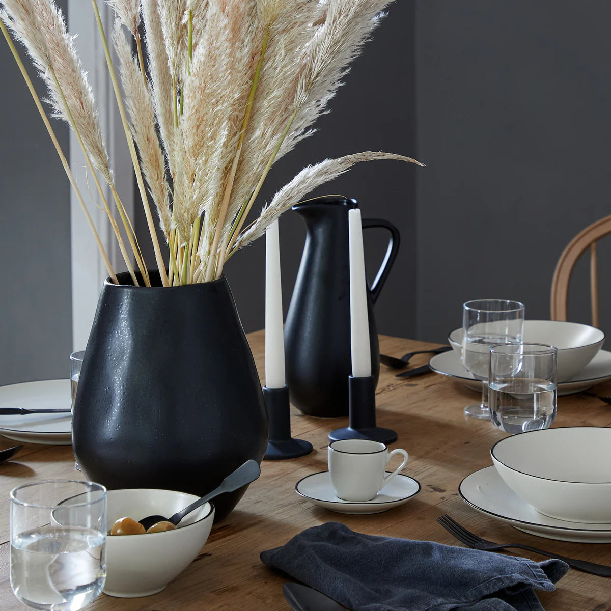 Vase bulbe Riviera noir - 25 cm