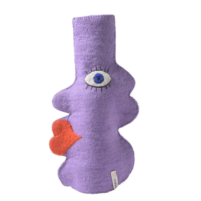 Couvre bouteille en laine Visage Violet